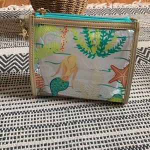 Brand New Spartina 449 Golden Mermaid Clear Case Beach Wristlet